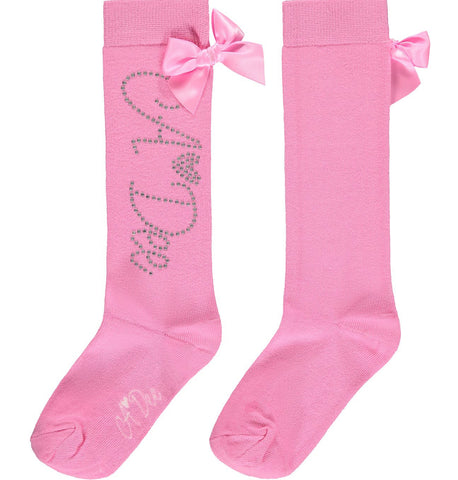 A dee Annabella peony pink knee high diamante socks