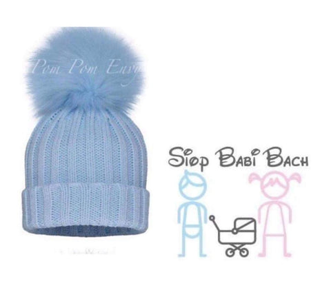 Pom pom envy baby blue hat