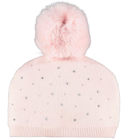 Little A Angel baby pink sparkle pom pom knitted hat lw21907