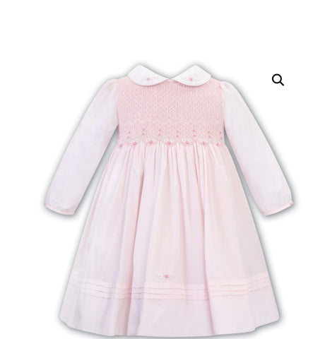Sarah louise smocked dress pink 012783
