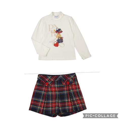 Mayoral tartan shorts set 4061