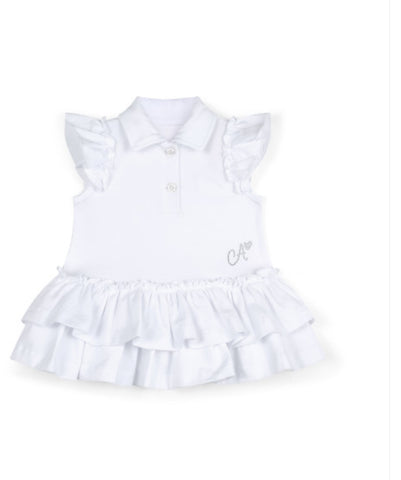 Little a Beau white frill dress