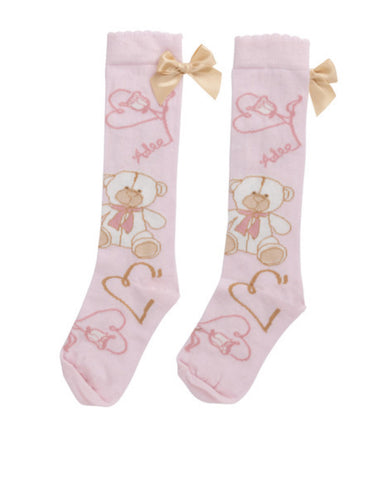 A dee Sloane pink teddy knee high socks