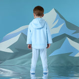 Mitch and son Joey raincoat