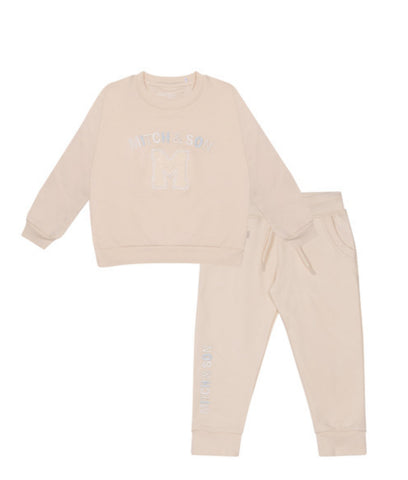 Mitch and son Addy beige tracksuit