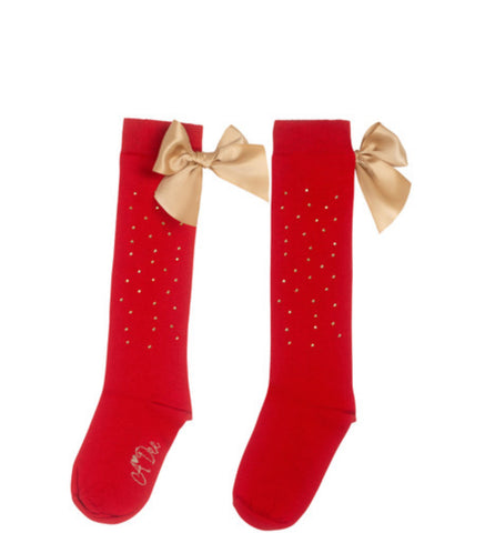 A dee Rae diamanté red knee high socks