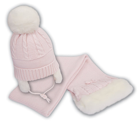 Sarah louise hat and scarf set 008139 pink