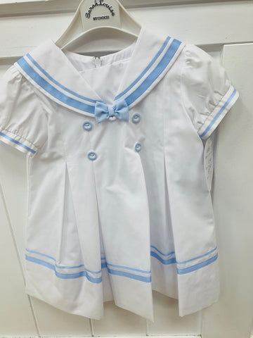 Sarah louise summer sailor dress white/blue c6003