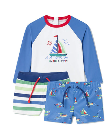Mayoral toddler 2 swimshorts  and uv long sleeve top
