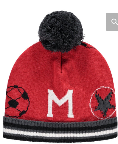 Mitch and son adrian winter red knitted hat