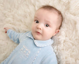 Mitch Hadlow baby blue velour babygrow ms22705