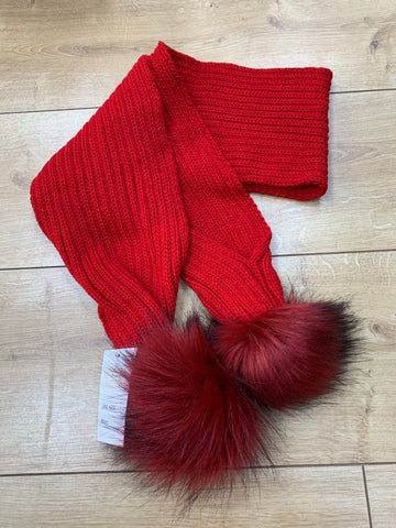 pom pom envy red scarf